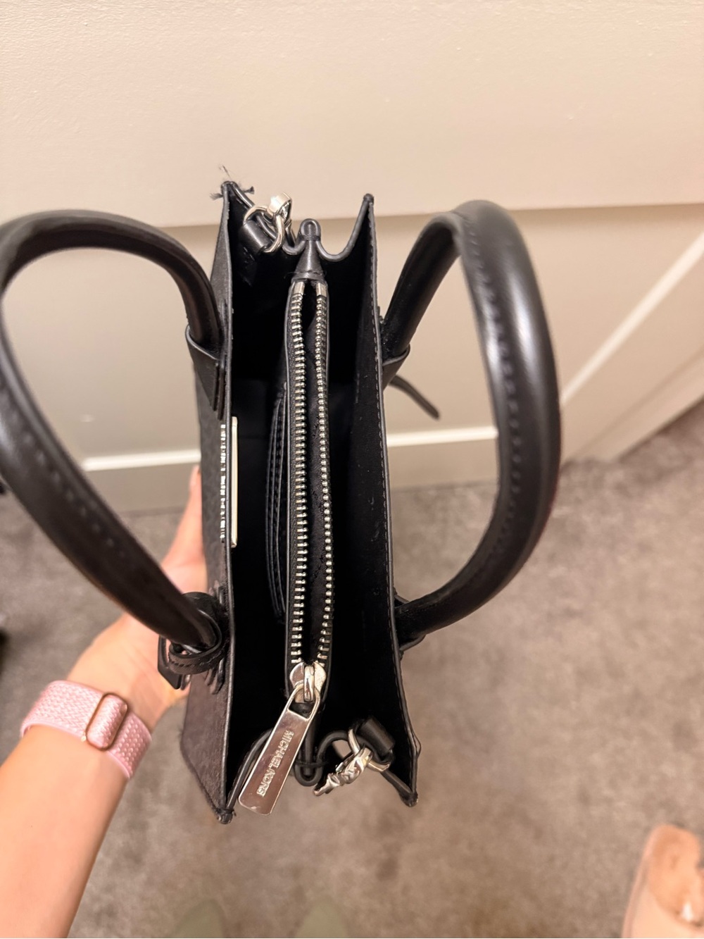 Michael Kors Black MK Logo Crossbody Tote - Picture 2 of 10
